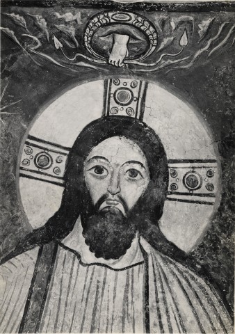 Anonimo — Anonimo romano sec. XII/ XIII - Tivoli, S. Silvestro, catino absidale: volto di Cristo — particolare
